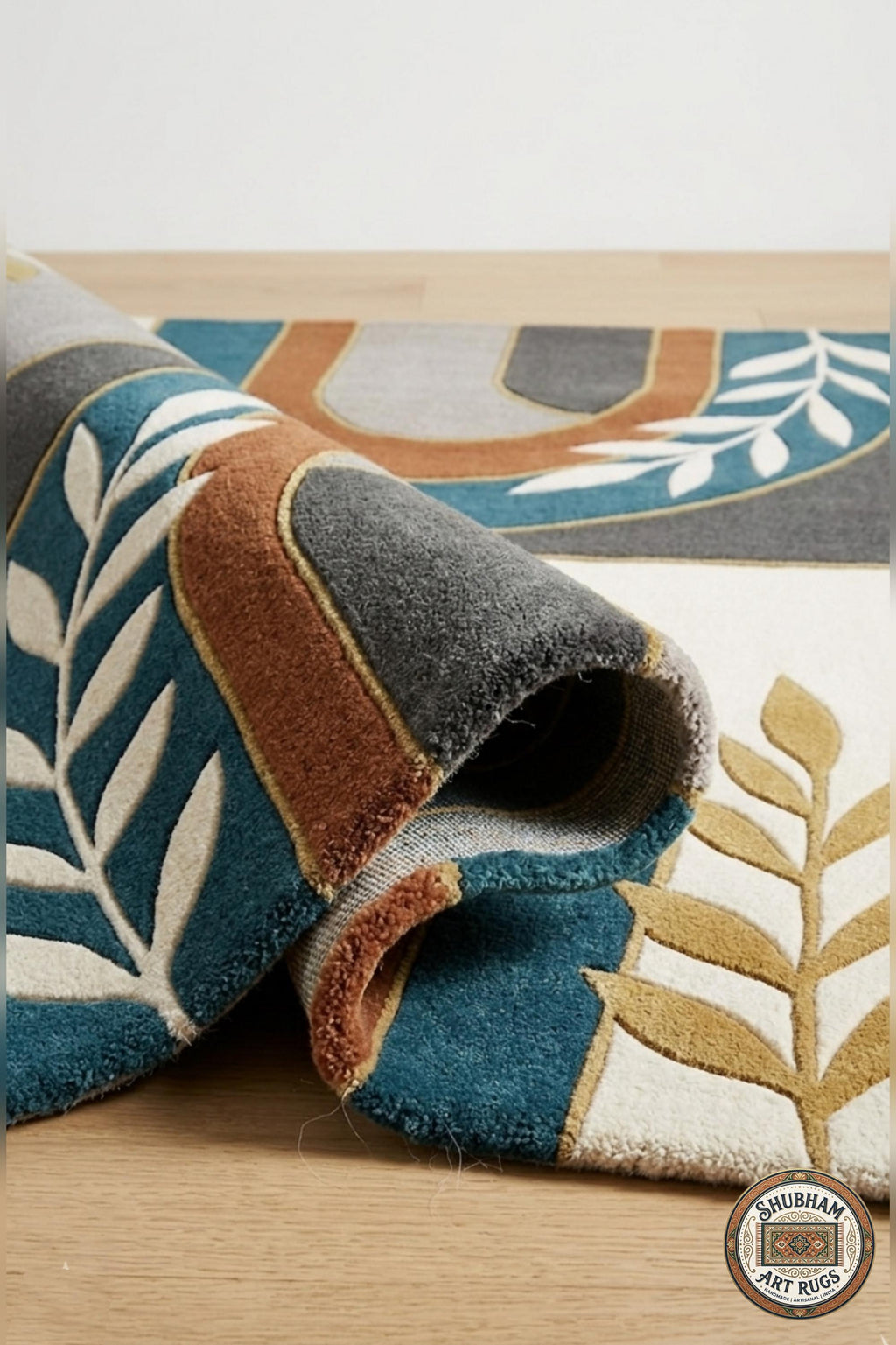 Alfombra de lana tejida a mano, alfombra abstracta geométrica, decoración moderna para sala de estar
