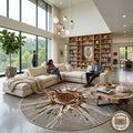 Hand Tufted Wool Rug: Modern Abstract Sunburst Design Carpet – Living Room, Bedroom