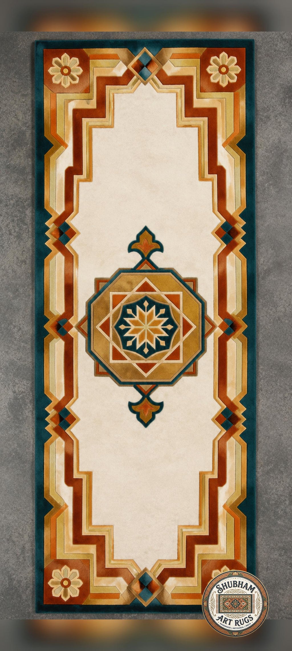 Hand Tufted Wool Rug, Persian Geometric Oushak Carpet, Living Room Area Rug