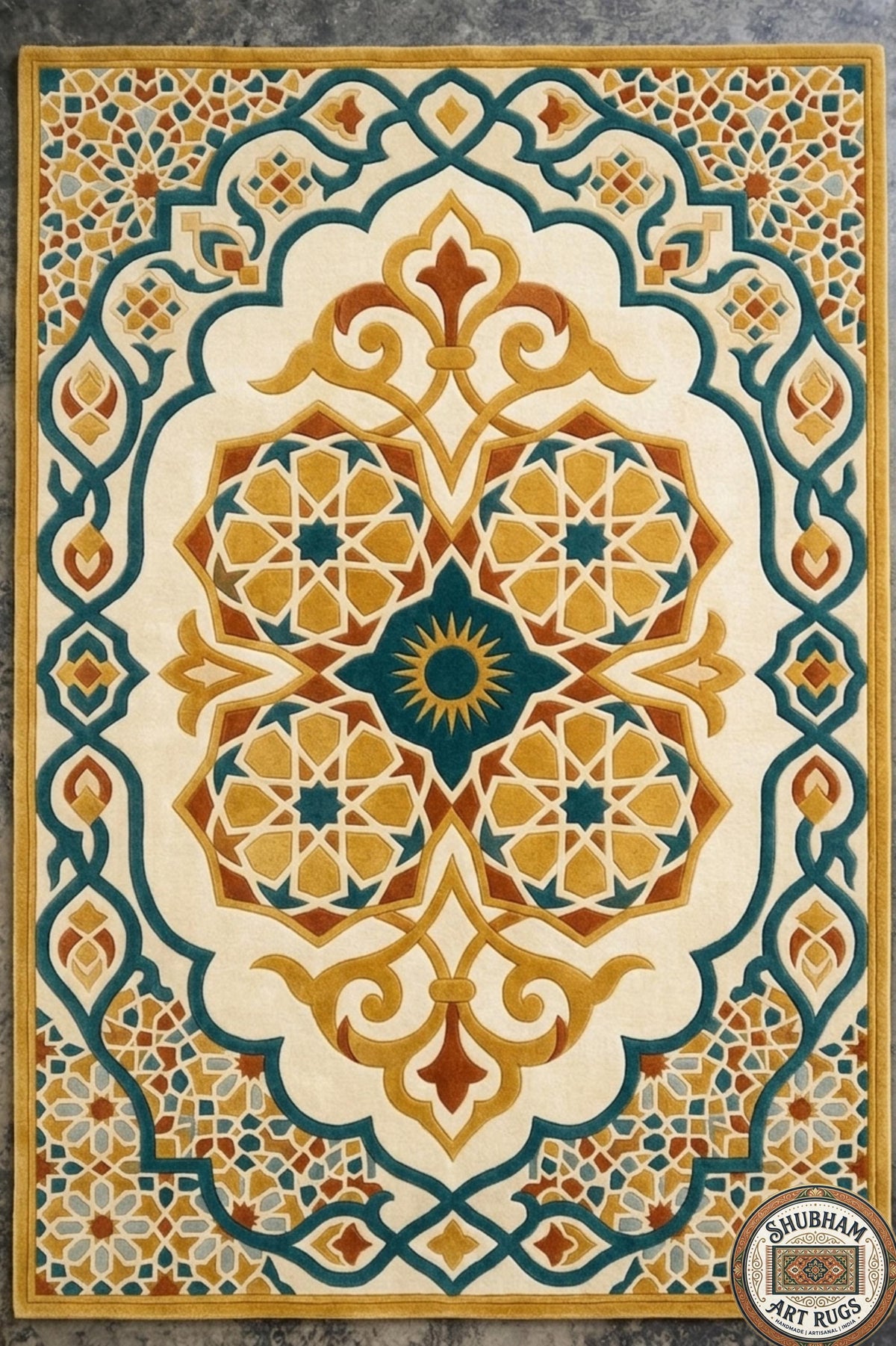 Hand Tufted Wool Rug, Moroccan Boho Geometric Carpet, Custom Indian Design