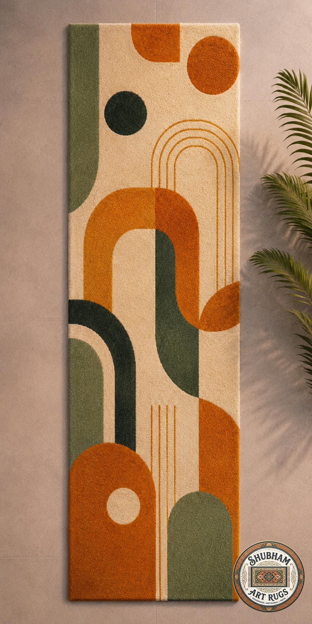 Hand Tufted Wool Rug, Abstract Geometric Carpet, Mid Century Modern Living Room Area Rug