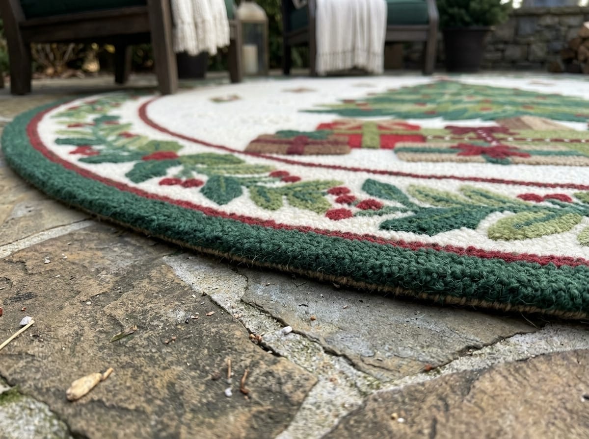 Hand-Tufted Wool Christmas Tree & Presents Rug - Cream Vintage Holiday Cozy Aesthetic Bedroom Area Carpet