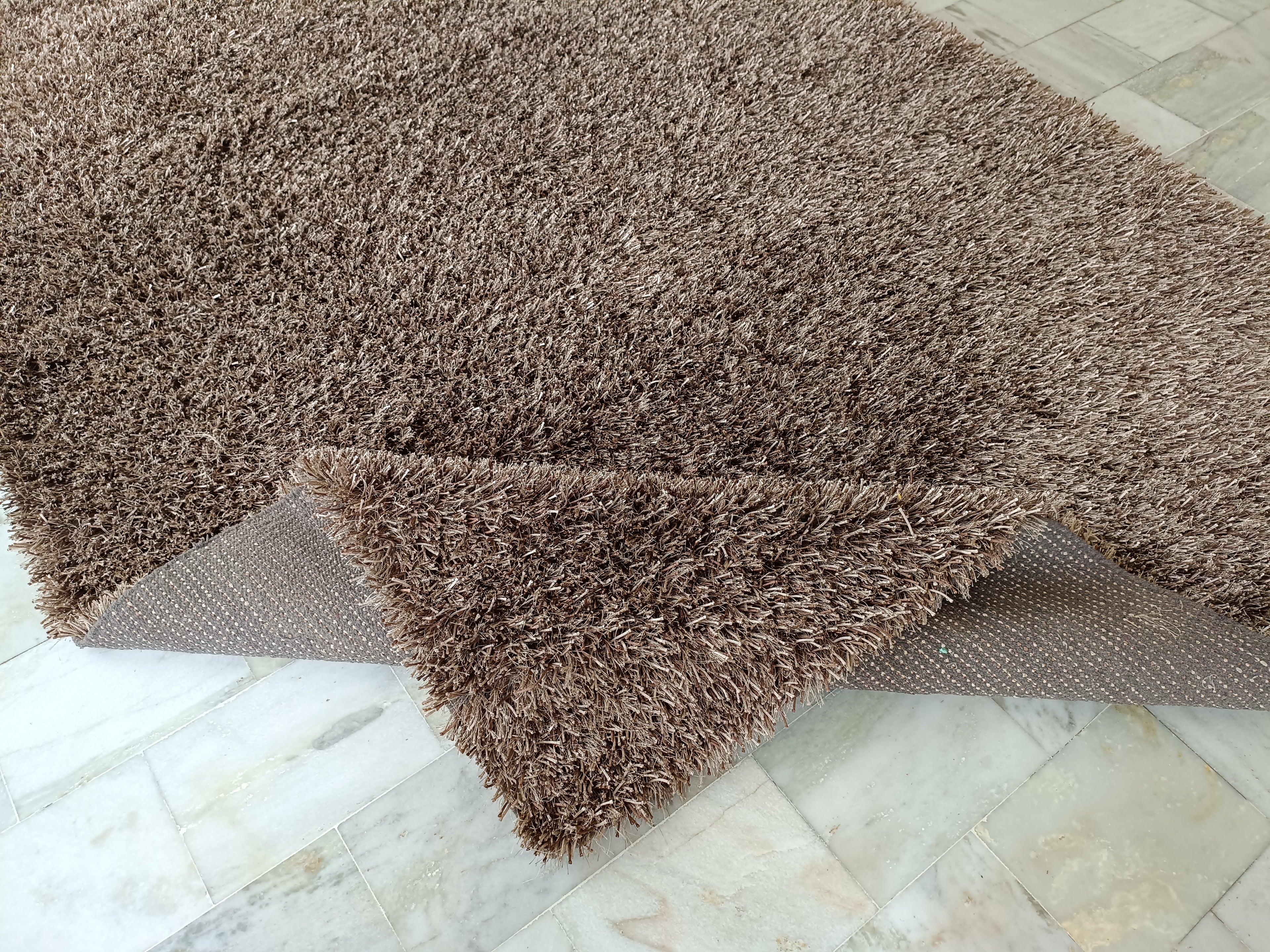 Brown Hand Tufted Wool Shag Rug, 6x9 ft 200x300 cm Plush Area Rug, Modern Living Room Carpet, Custom Size, Soft Thick Pile Rug Decor