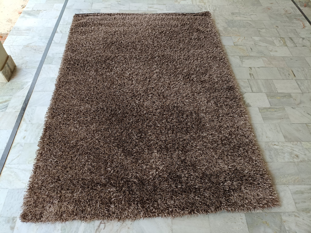 Brown Hand Tufted Wool Shag Rug, 6x9 ft 200x300 cm Plush Area Rug, Modern Living Room Carpet, Custom Size, Soft Thick Pile Rug Decor