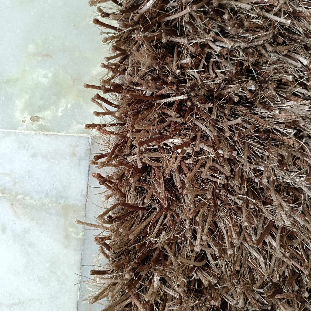 Brown Hand Tufted Wool Shag Rug, 6x9 ft 200x300 cm Plush Area Rug, Modern Living Room Carpet, Custom Size, Soft Thick Pile Rug Decor