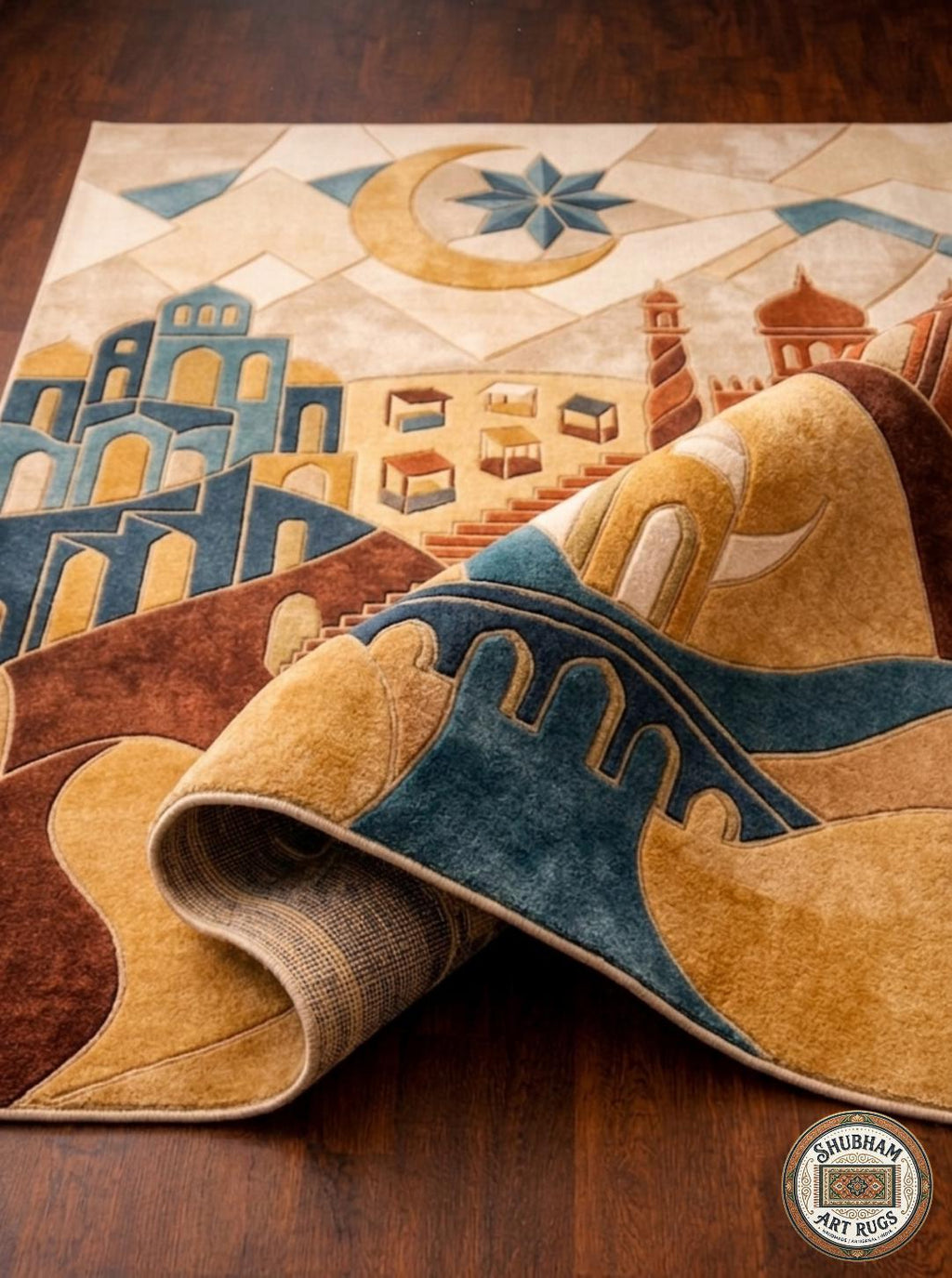 Hand Tufted Wool Rug, Boho Abstract Architectural Carpet, Living Room Home Decor