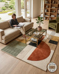 Hand Tufted Wool Rug, Abstract Geometric Scandinavian Carpet, Living Room Area Rug