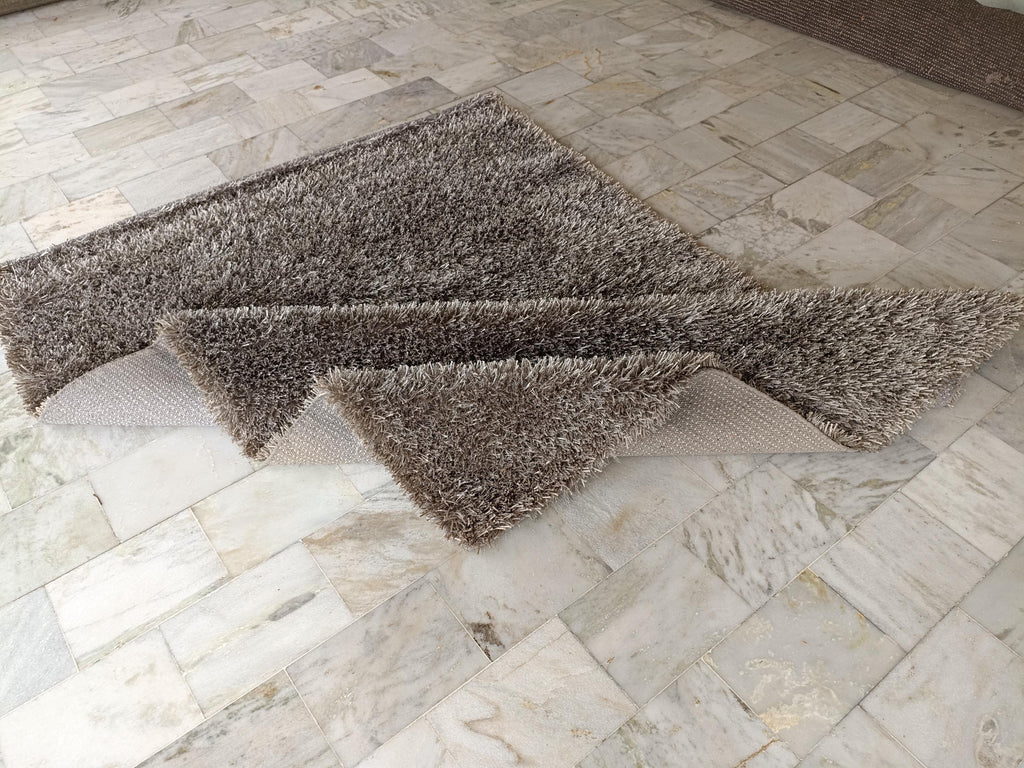 Shaggy Wool Silk Blend Rug 5x8 Ft: Modern Vintage Style Carpet for Living Room