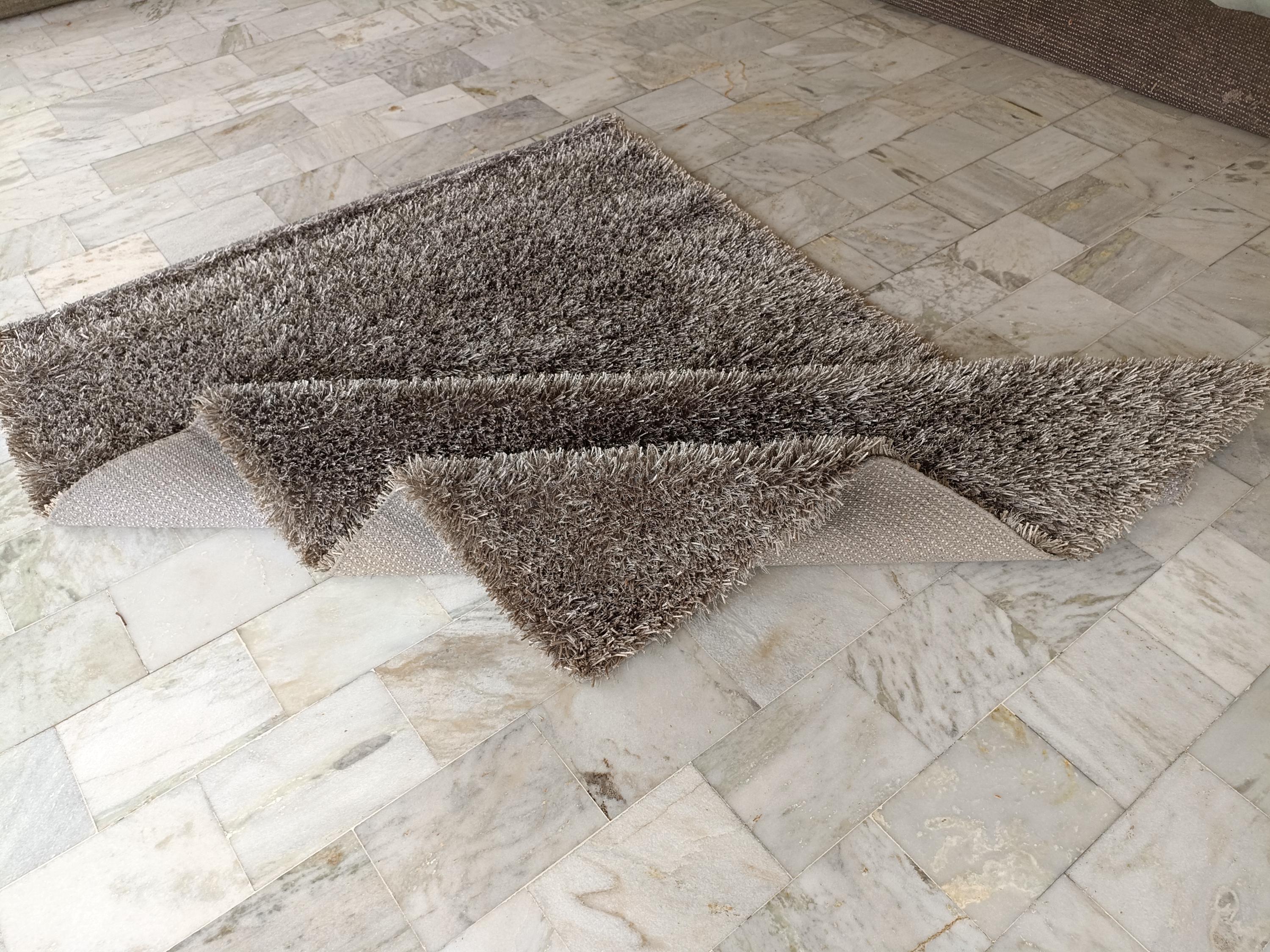 Shaggy Wool Silk Blend Rug 5x8 Ft: Modern Vintage Style Carpet for Living Room