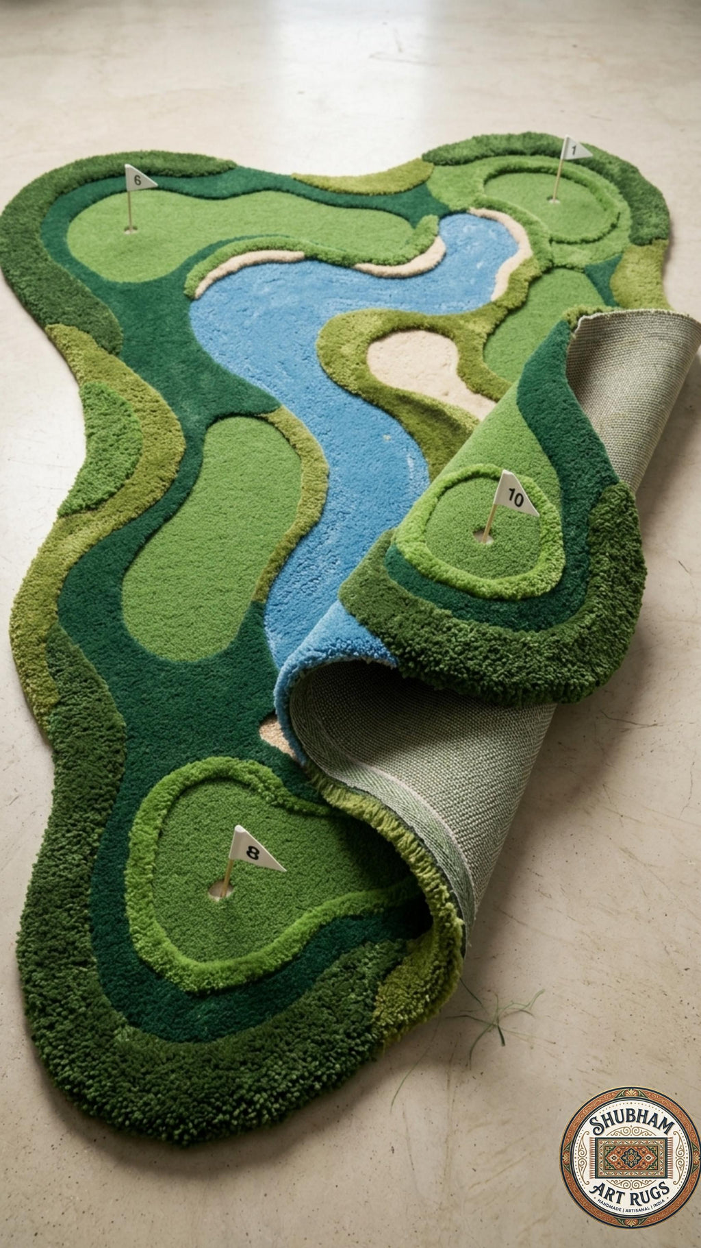 Hand Tufted Wool Golf Course Rug, Luxury Modern Floor Decor New Zealand Wool