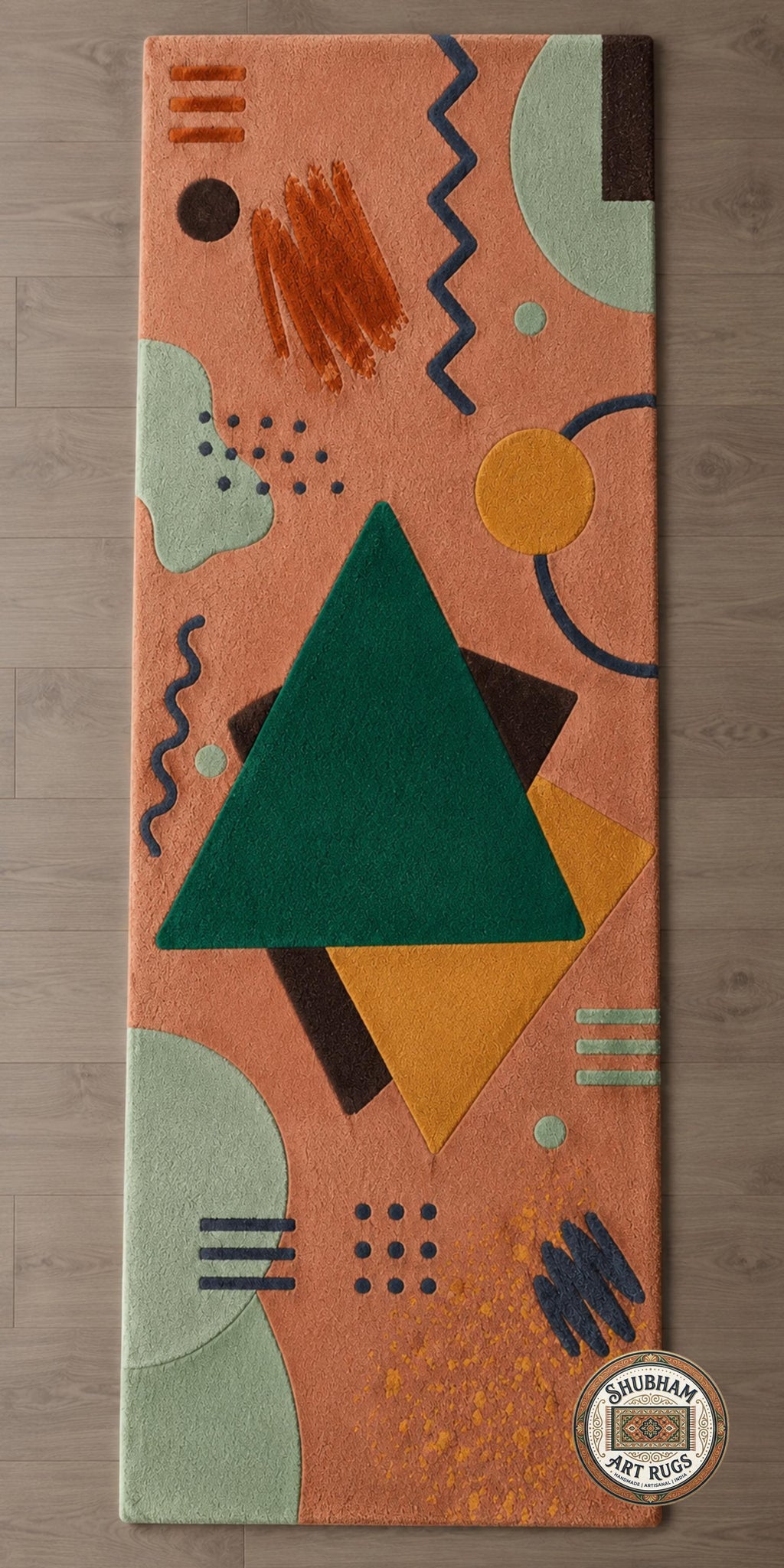 Hand Tufted Wool Rug, Abstract Geometric Scandinavian Carpet, Custom Size Home Decor