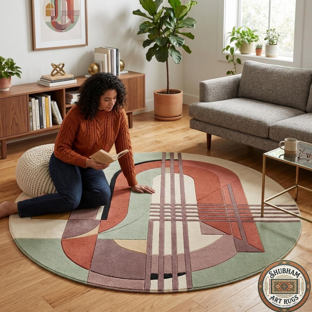 Hand Tufted Wool Rug, Modern Geometric Abstract Carpet, Living Room Area Rug