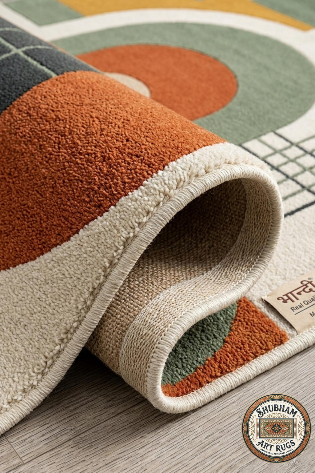 Hand Tufted Wool Rug, Modern Geometric Abstract Area Carpet, Organic Eco Friendly Home Decor