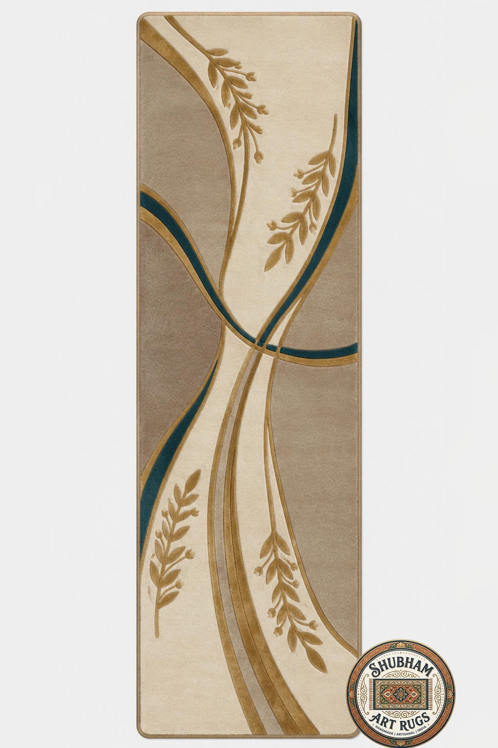 Hand Tufted Wool Rug, Irregular Abstract Botanical Design, New Zealand Blend Carpet