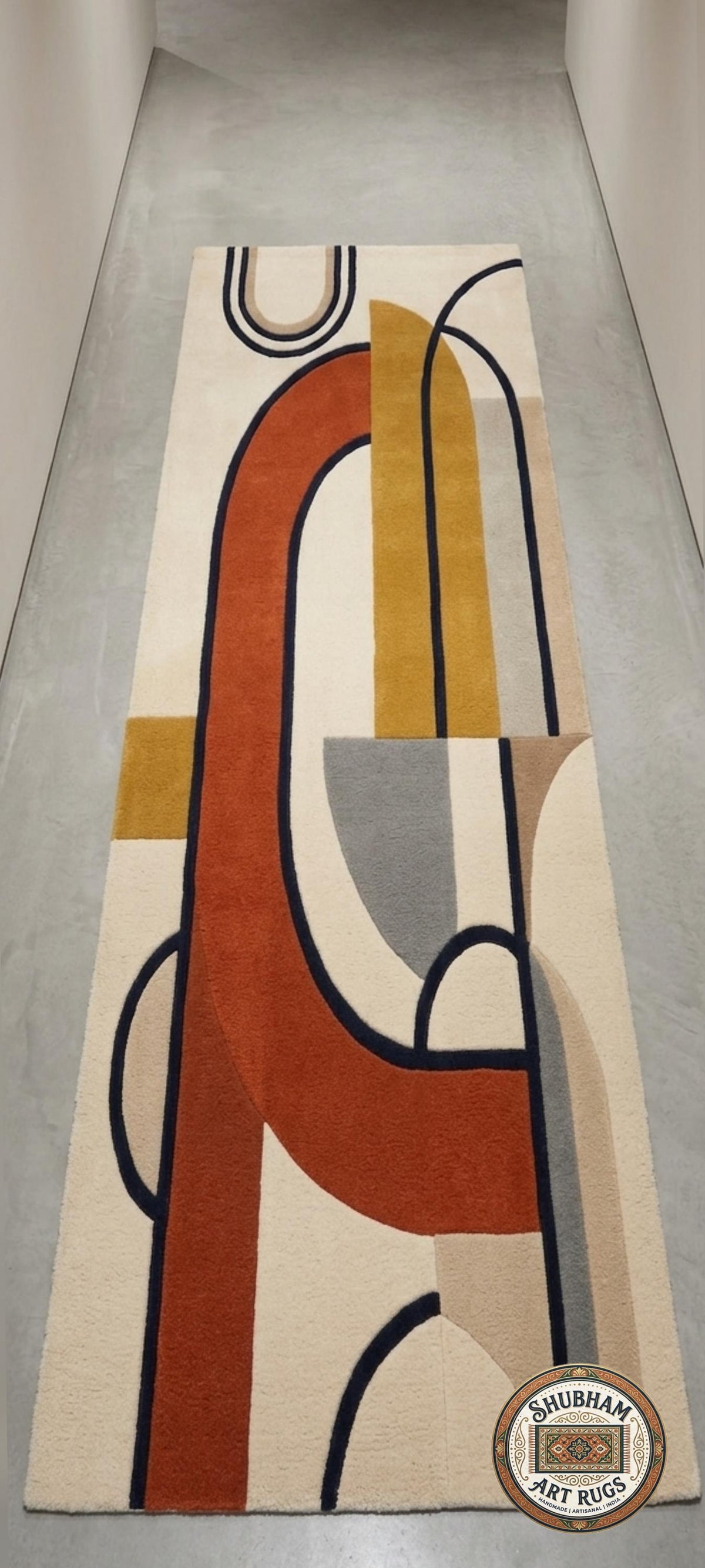 Hand Tufted Wool Rug: Modern Geometric Abstract Carpet, Custom Size Living Room Area Rug