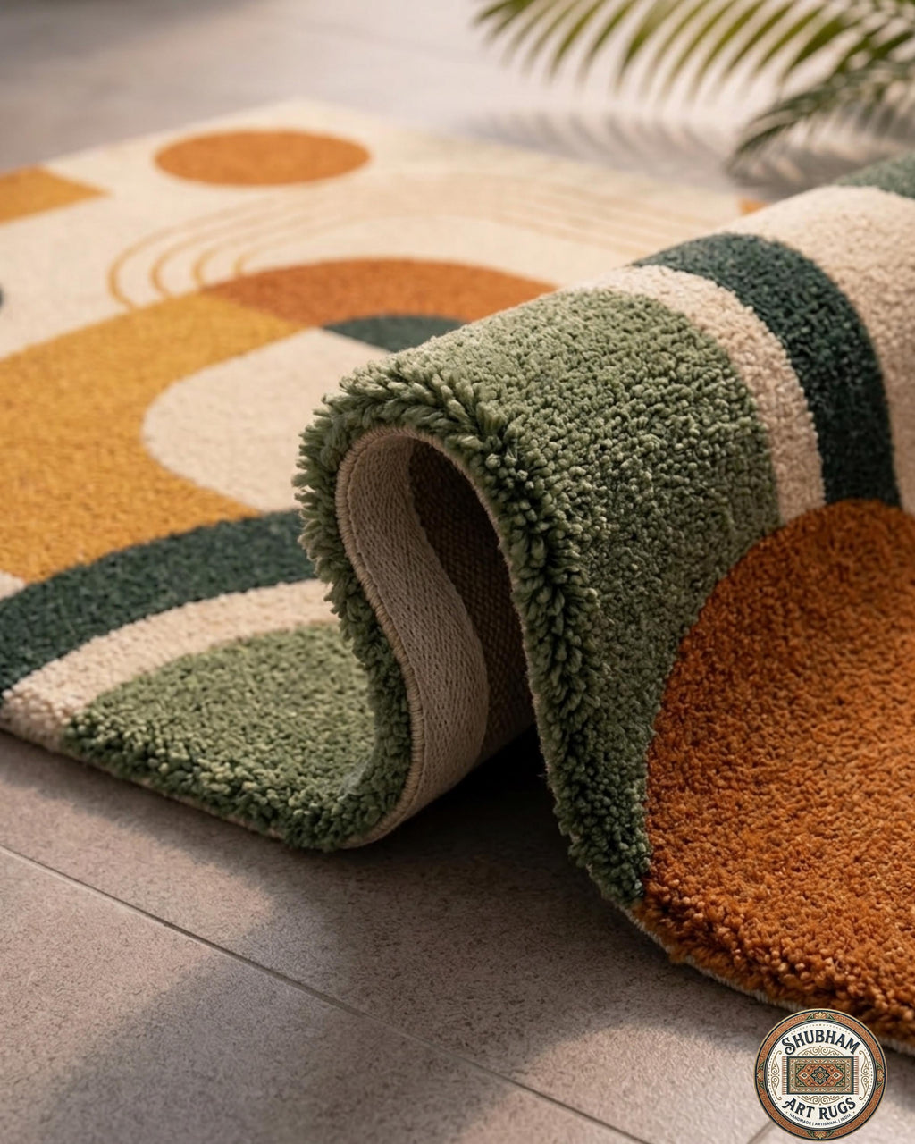 Hand Tufted Wool Rug, Abstract Geometric Carpet, Mid Century Modern Living Room Area Rug
