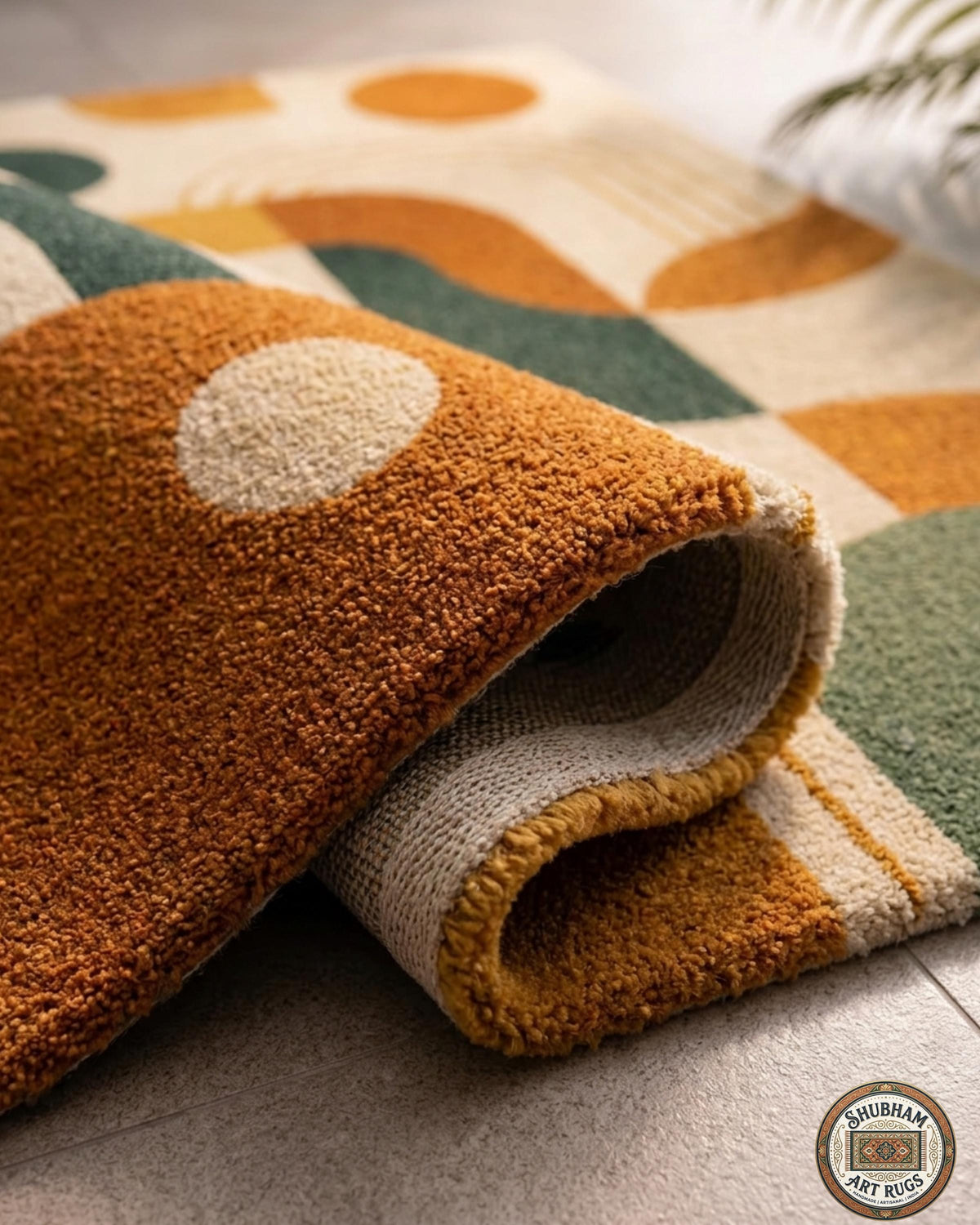 Hand Tufted Wool Rug, Abstract Geometric Carpet, Mid Century Modern Living Room Area Rug