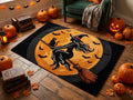 Hand Tufted Halloween Witch Rug, New Zealand Wool Area Rug, Black Orange Fall Decor, Cozy Gothic Home Bedroom Living Room Carpet Accent