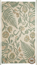 Hand Tufted Wool Rug, Botanical Design, Green Beige, Custom Size Area Carpet