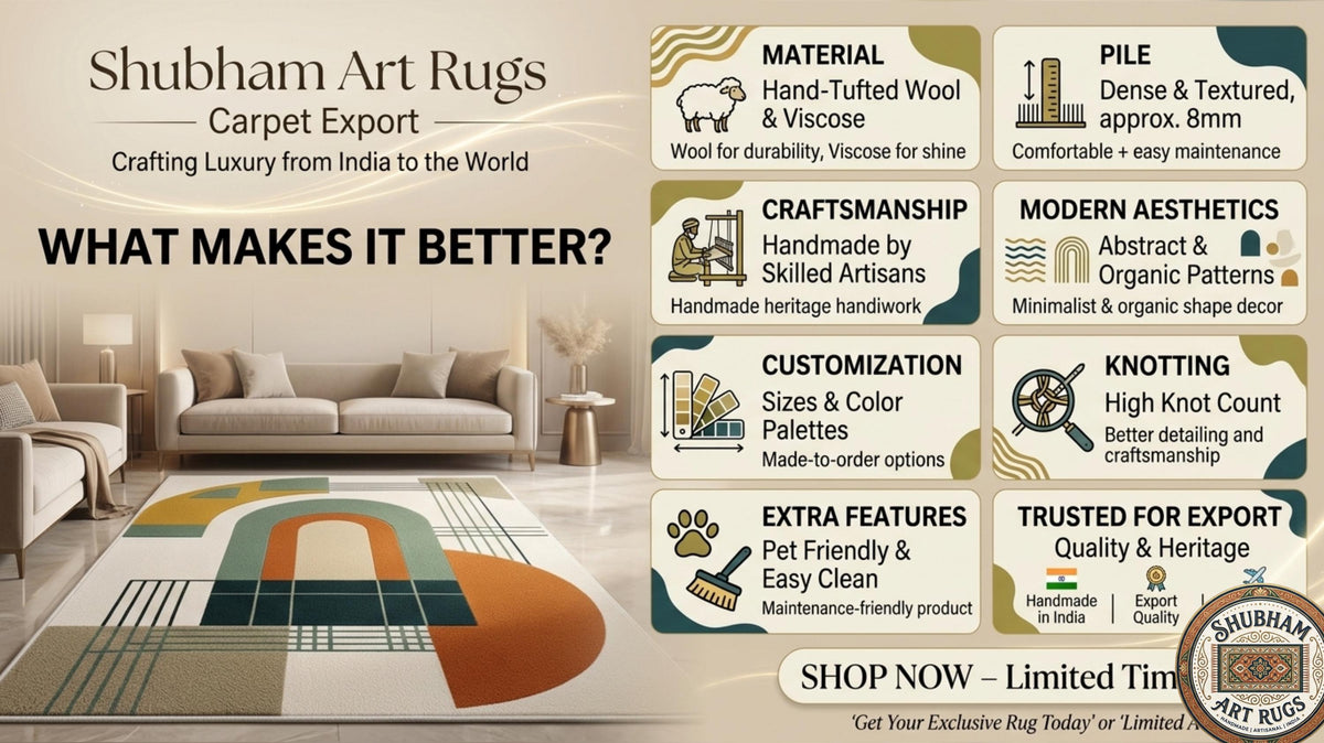 Hand Tufted Wool Rug, Modern Geometric Abstract Area Carpet, Organic Eco Friendly Home Decor