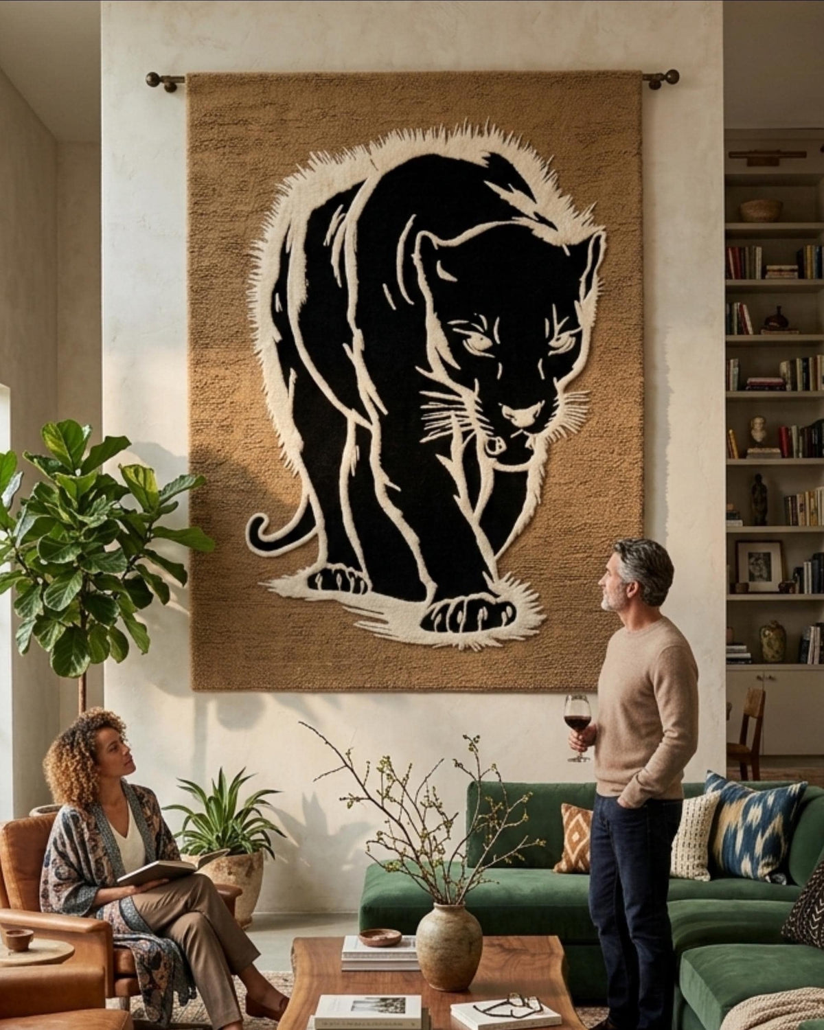 Hand Tufted Wool Black Panther Rug – Animal Design Modern Carpet
