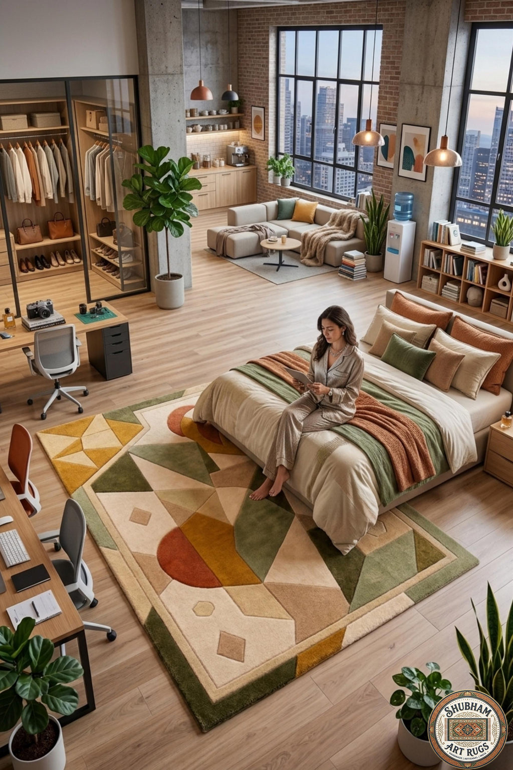 Hand Tufted Wool Rug, Modern Abstract Geometric Carpet, Custom Living Room Bedroom