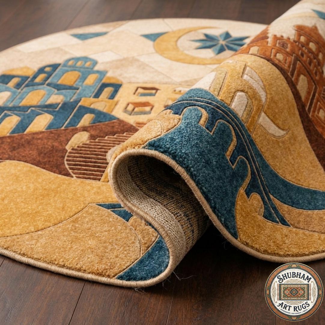 Hand Tufted Wool Rug, Boho Abstract Architectural Carpet, Living Room Home Decor