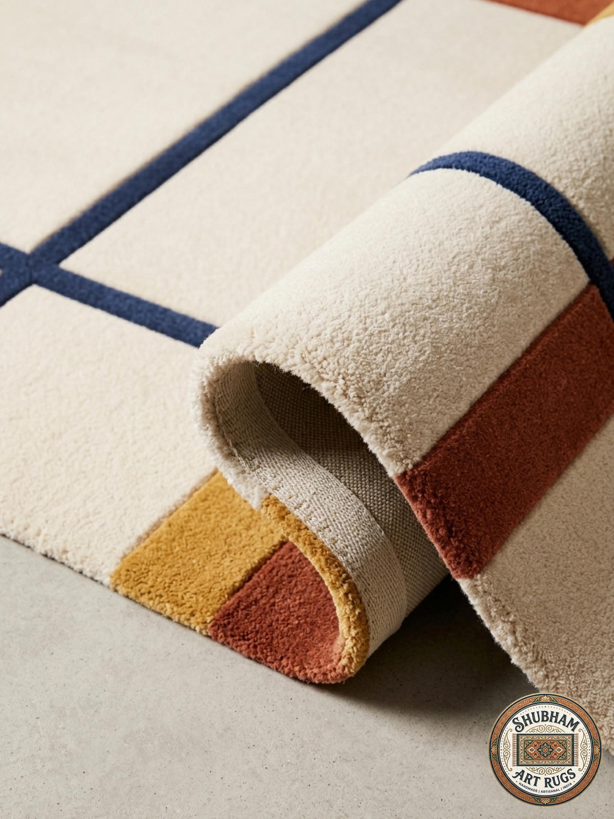 Hand Tufted Wool Rug, Abstract Geometric Scandinavian Carpet, Custom Size Area Rug