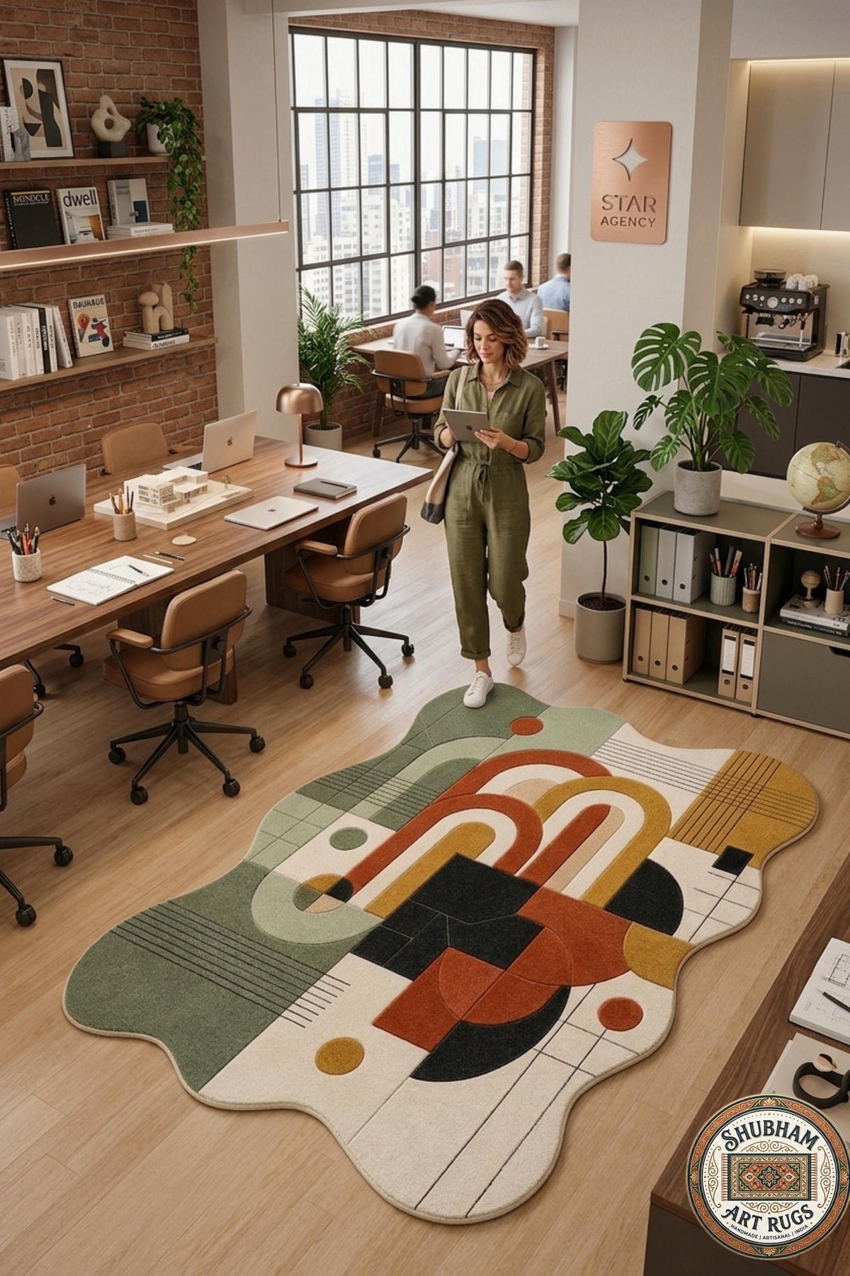 Hand Tufted Wool Rug, Organic Abstract Shape, New Zealand Blend, Scandinavian Style Carpet