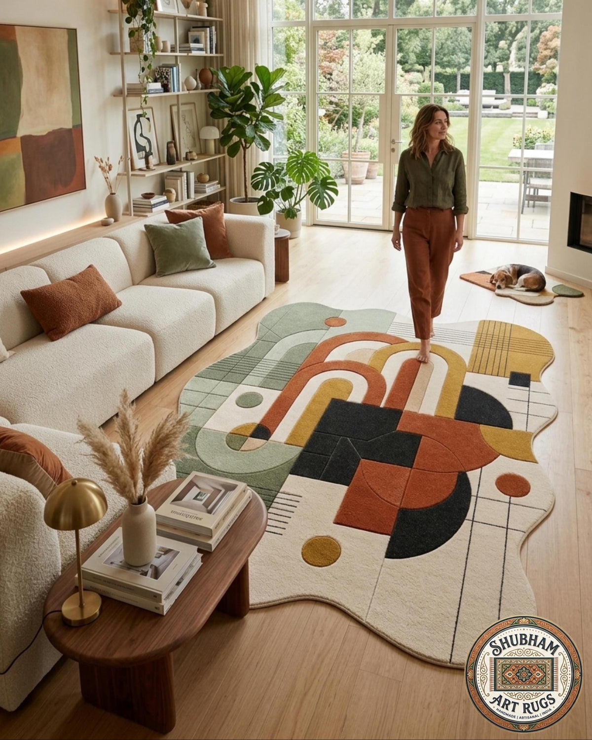 Hand Tufted Wool Rug, Organic Abstract Shape, New Zealand Blend, Scandinavian Style Carpet