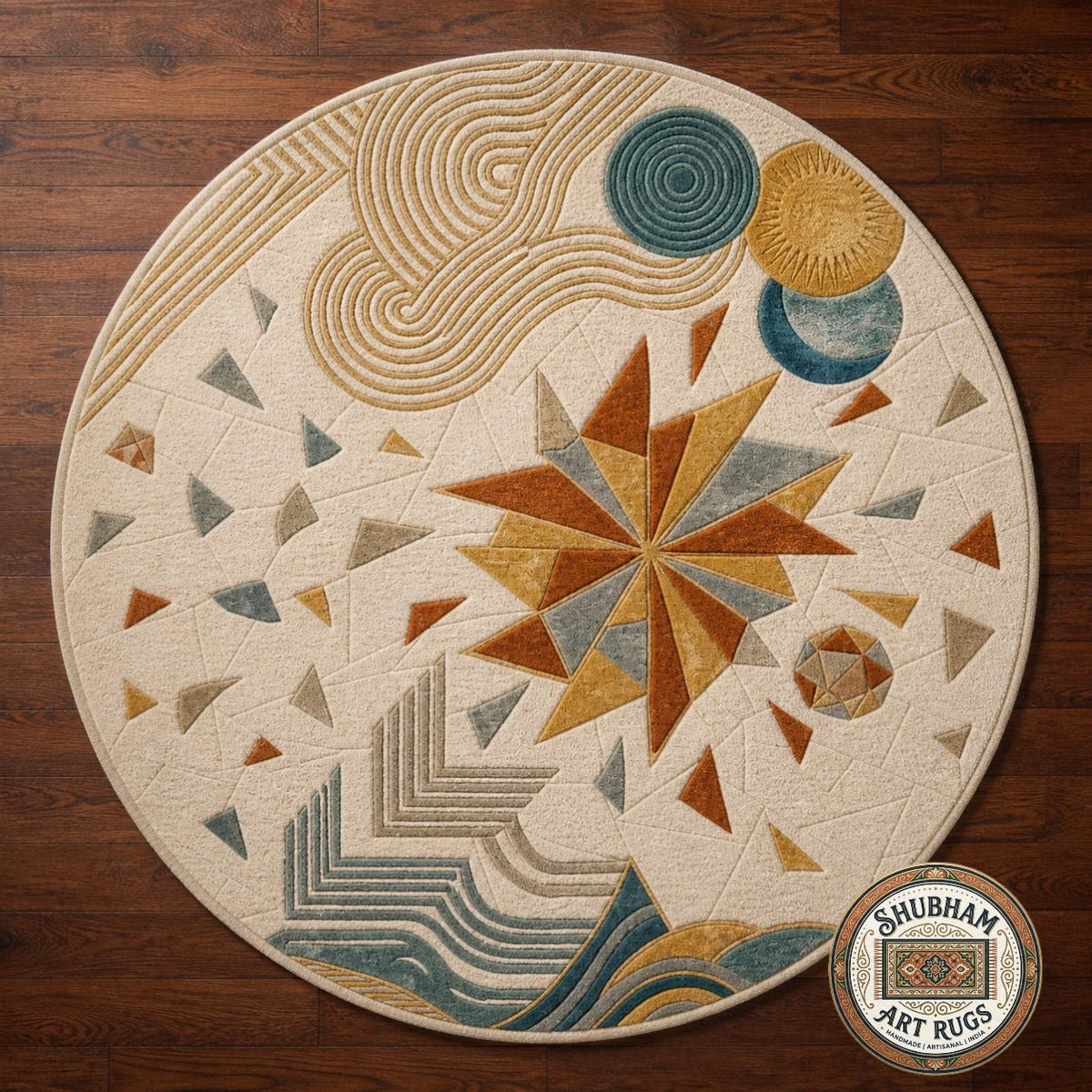 Hand Tufted Wool Area Rug, Modern Abstract Geometric Boho Carpet