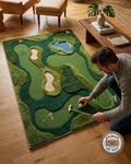 Hand Tufted Wool Golf Course Rug – Mini Golf Abstract Carpet Living Room Decor