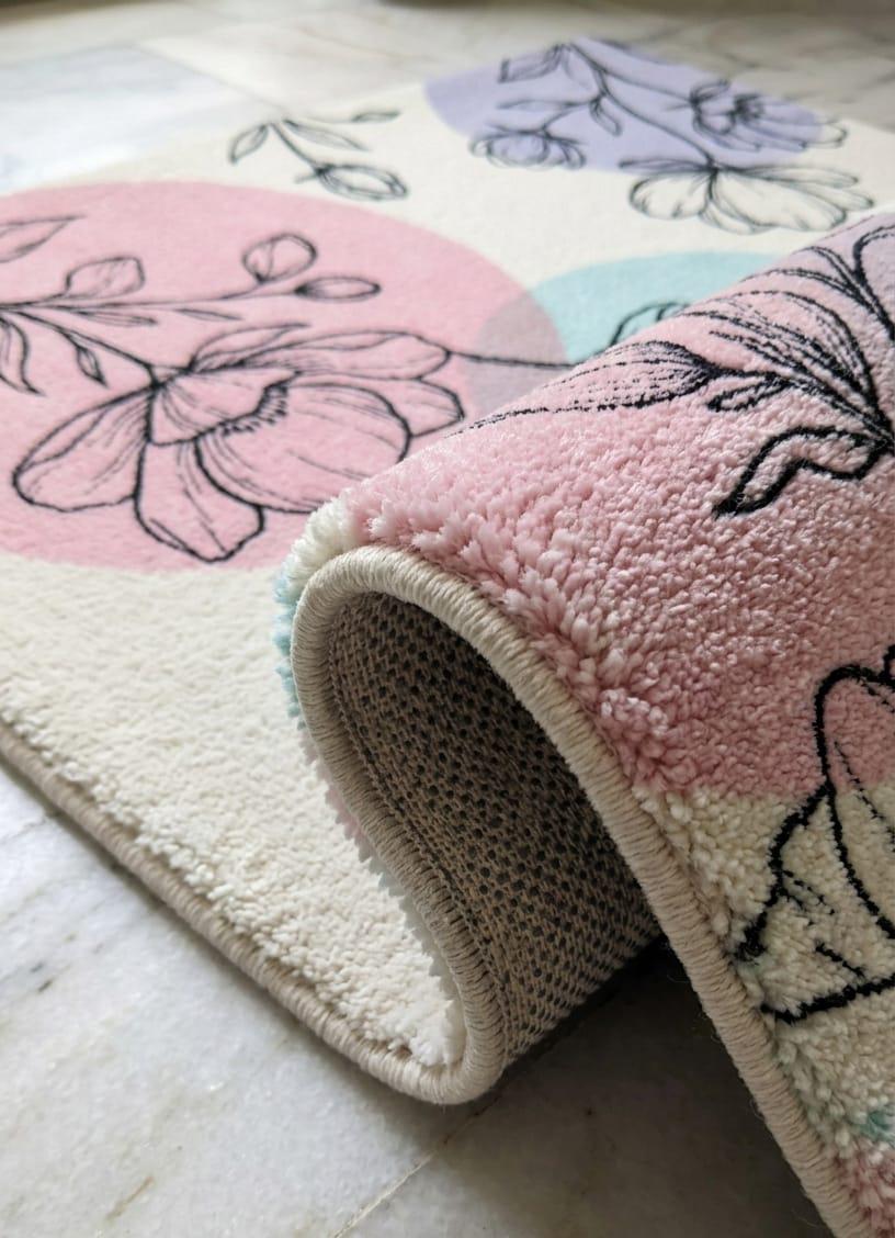 Hand Tufted Wool Floral Rug Pastel Botanical Area Carpet Modern Cottage Decor Living Room Bedroom Carpet