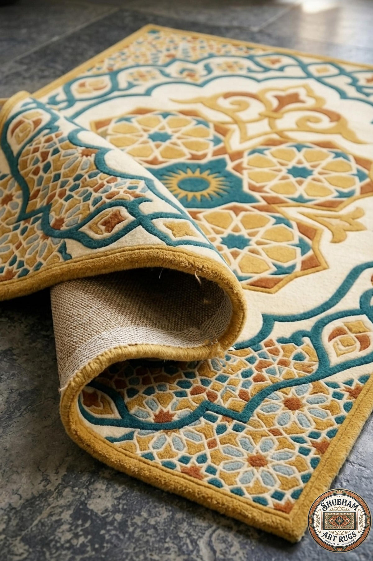 Hand Tufted Wool Rug, Moroccan Boho Geometric Carpet, Custom Indian Design