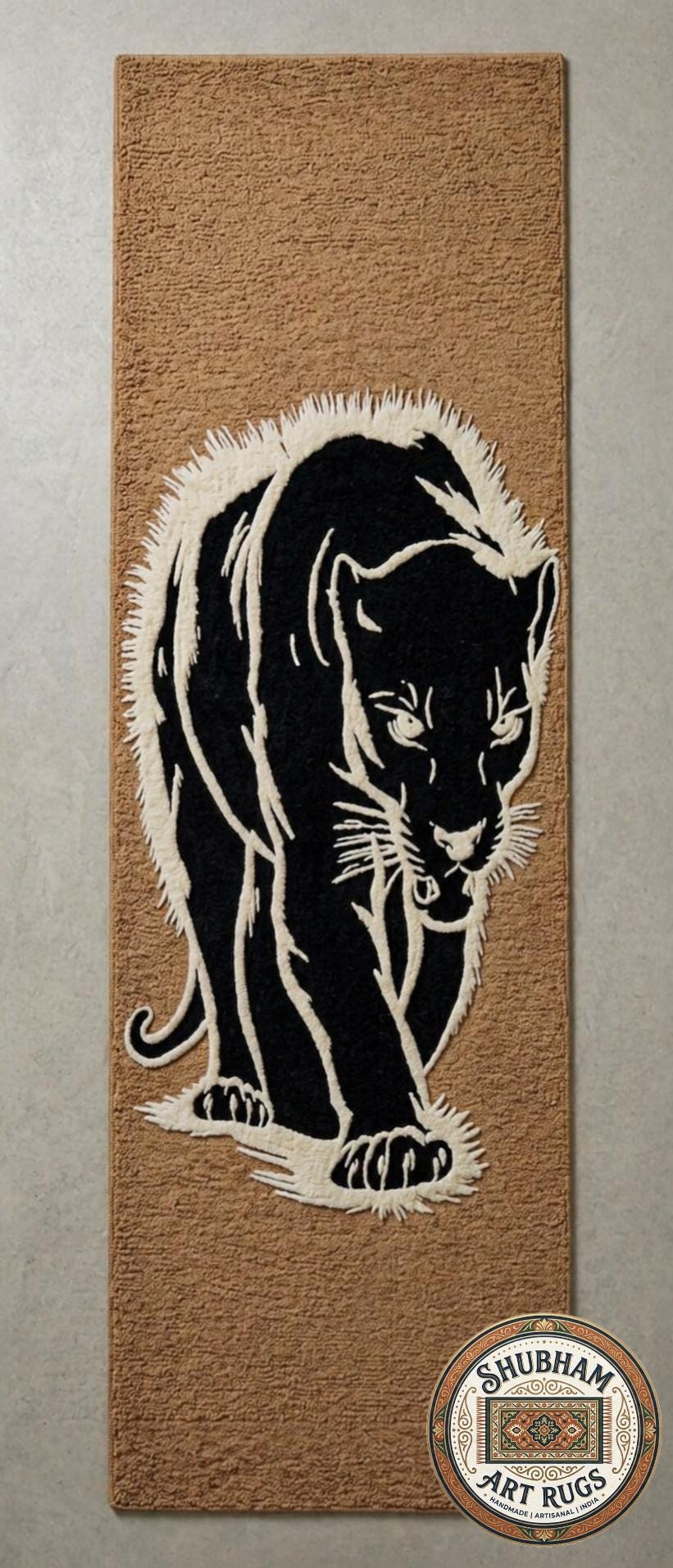 Hand Tufted Wool Black Panther Rug – Animal Design Modern Carpet