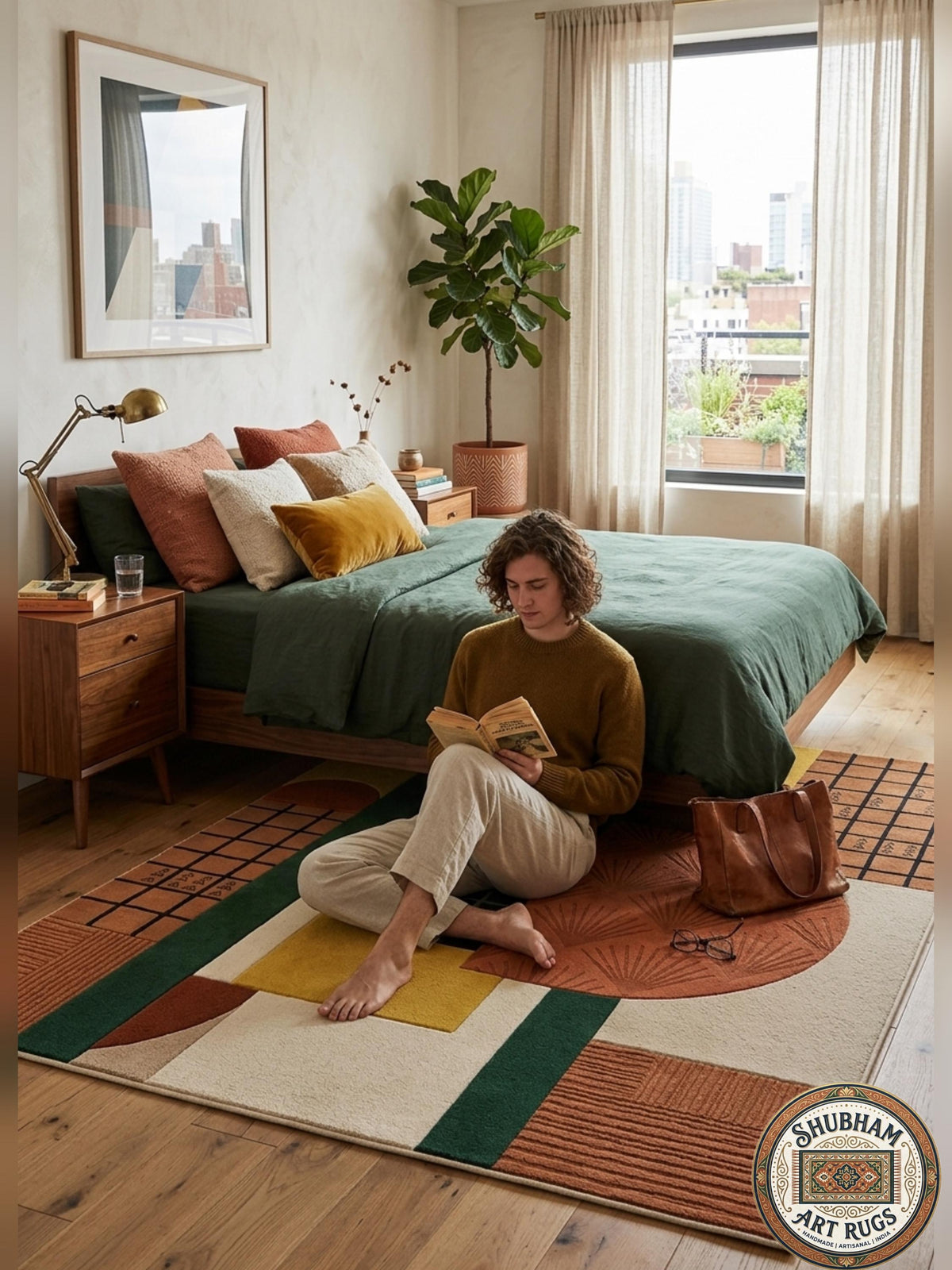 Hand Tufted Wool Rug, Modern Geometric Abstract Area Carpet, Living Room Home Decor