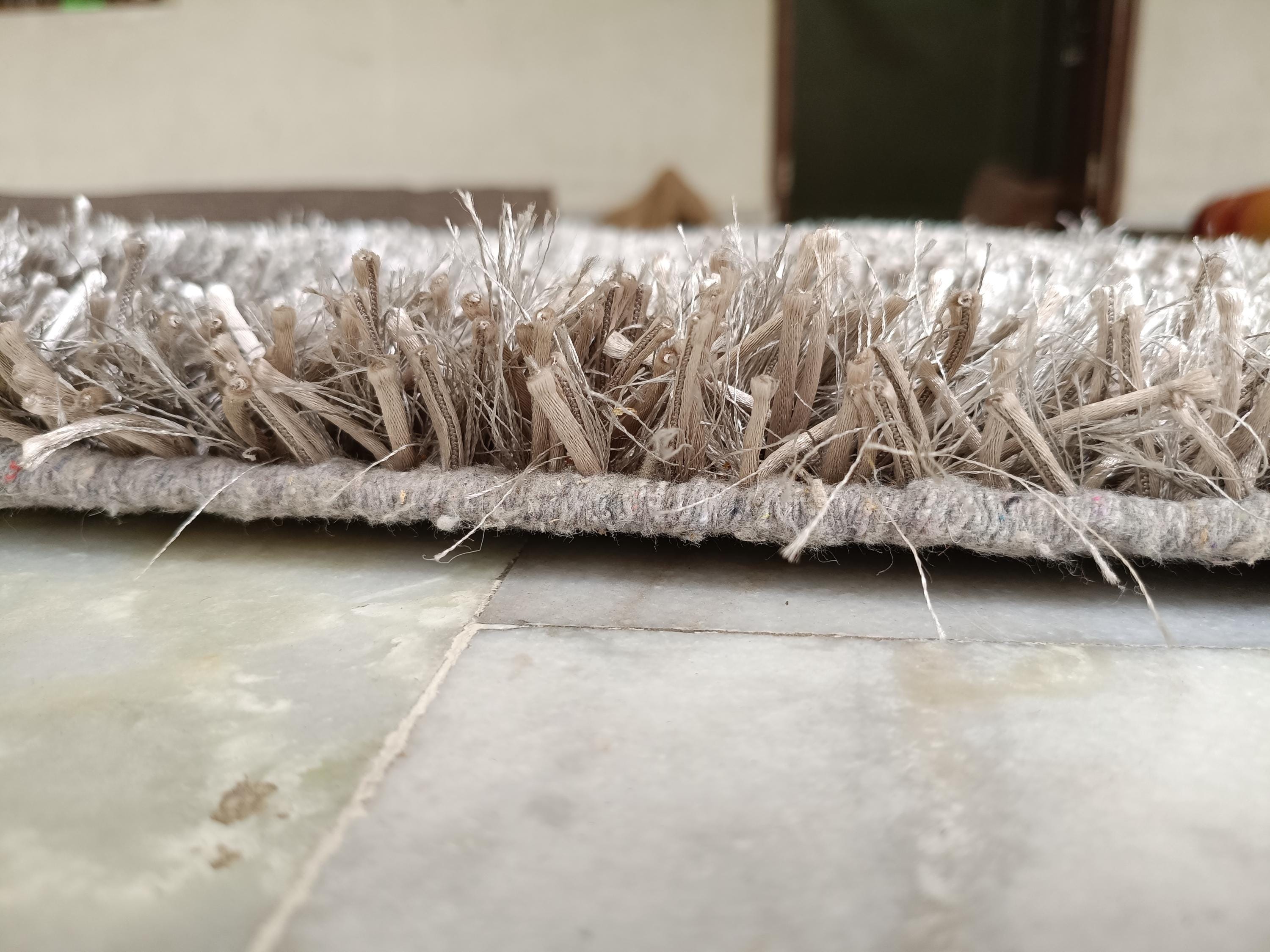 Shaggy Wool Silk Blend Rug 5x8 Ft: Modern Vintage Style Carpet for Living Room