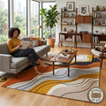 Hand Tufted Wool Rug, Abstract Organic Wave Carpet, Luxury Living Room Area Rug