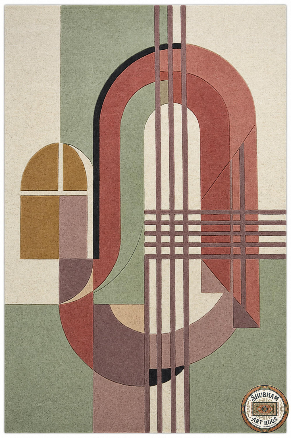 Hand Tufted Wool Rug, Modern Geometric Abstract Carpet, Living Room Area Rug