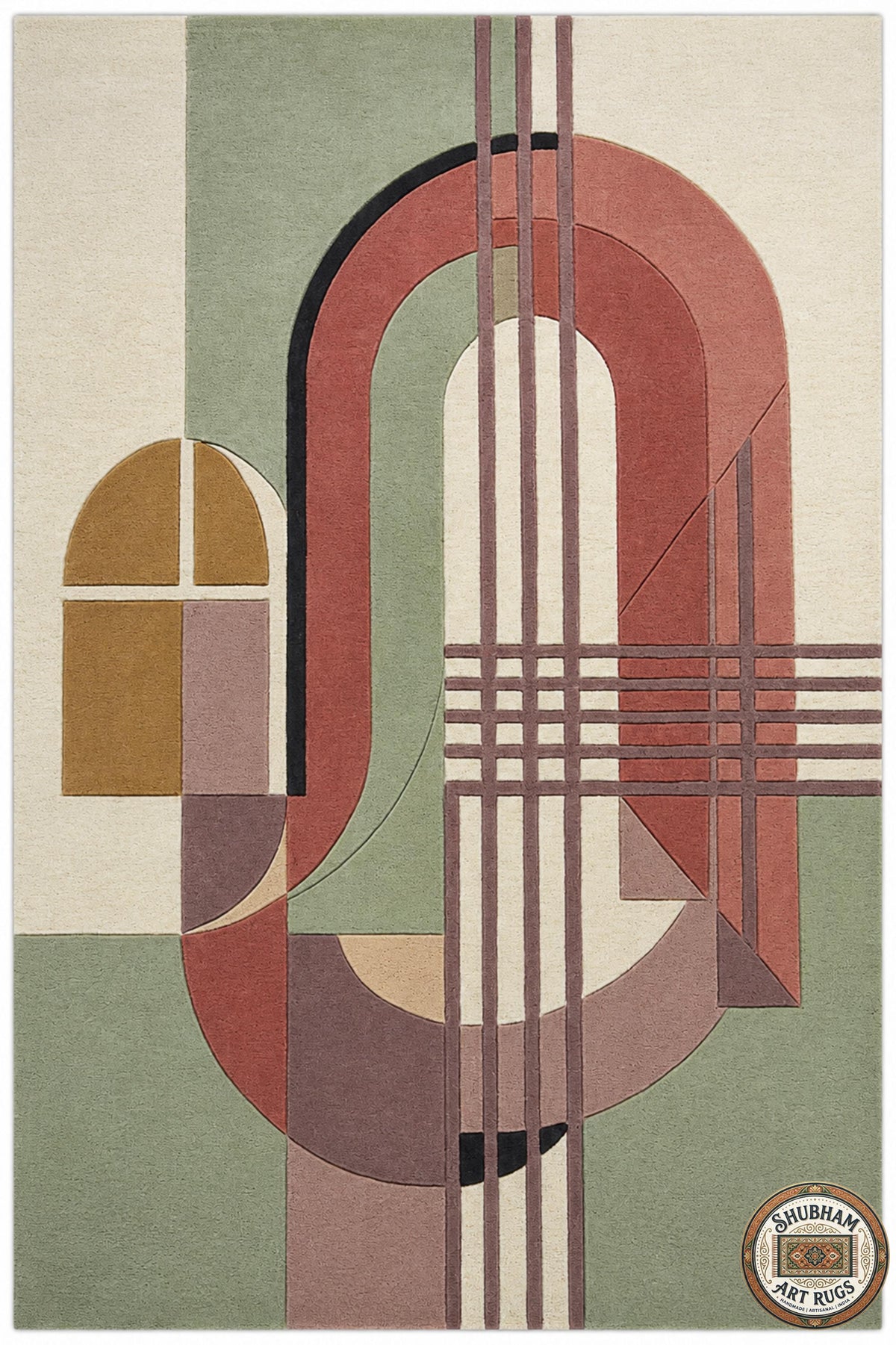 Hand Tufted Wool Rug, Modern Geometric Abstract Carpet, Living Room Area Rug