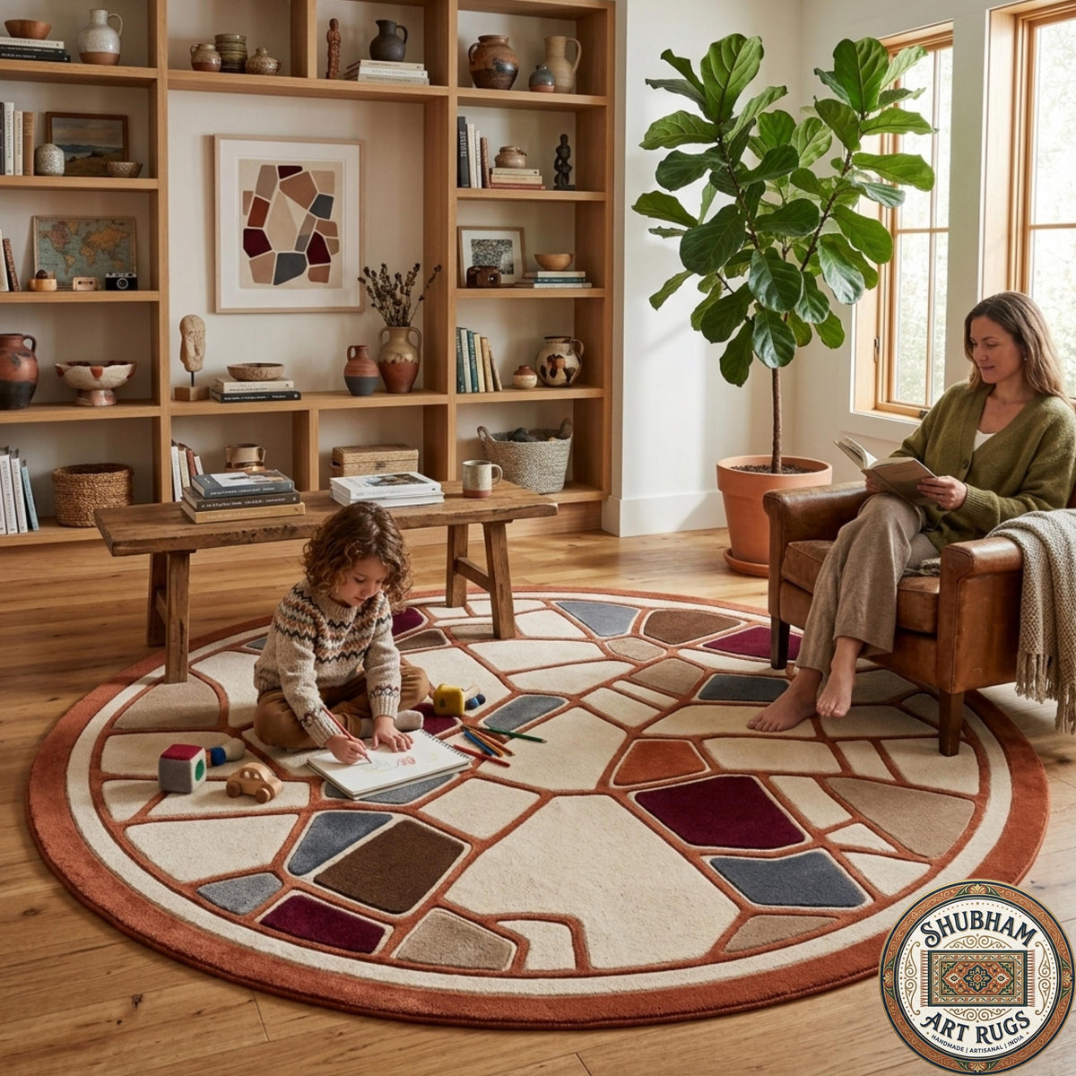 Hand Tufted Wool Rug, Organic Abstract Area Carpet, Modern Luxury Home Decor