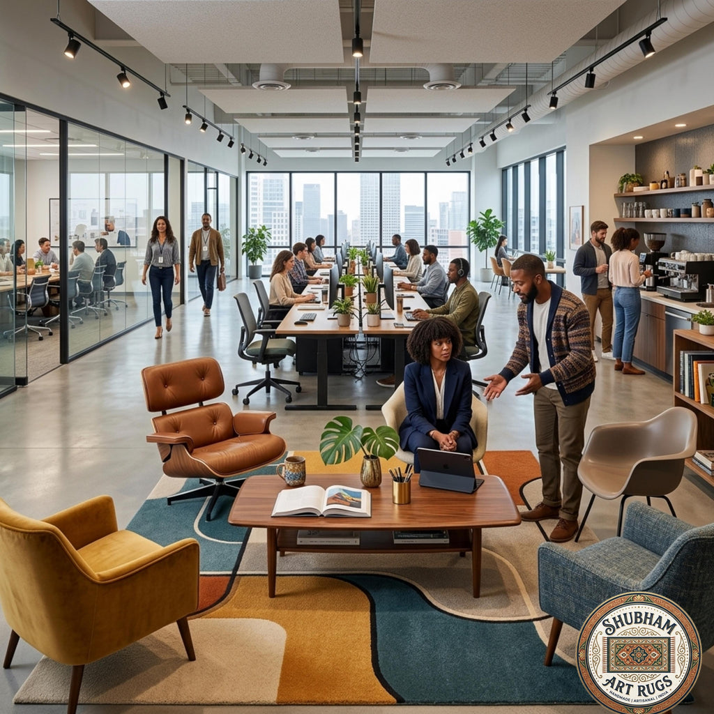 Hand Tufted Wool Area Rug, Mid Century Modern Abstract Geometric Carpet