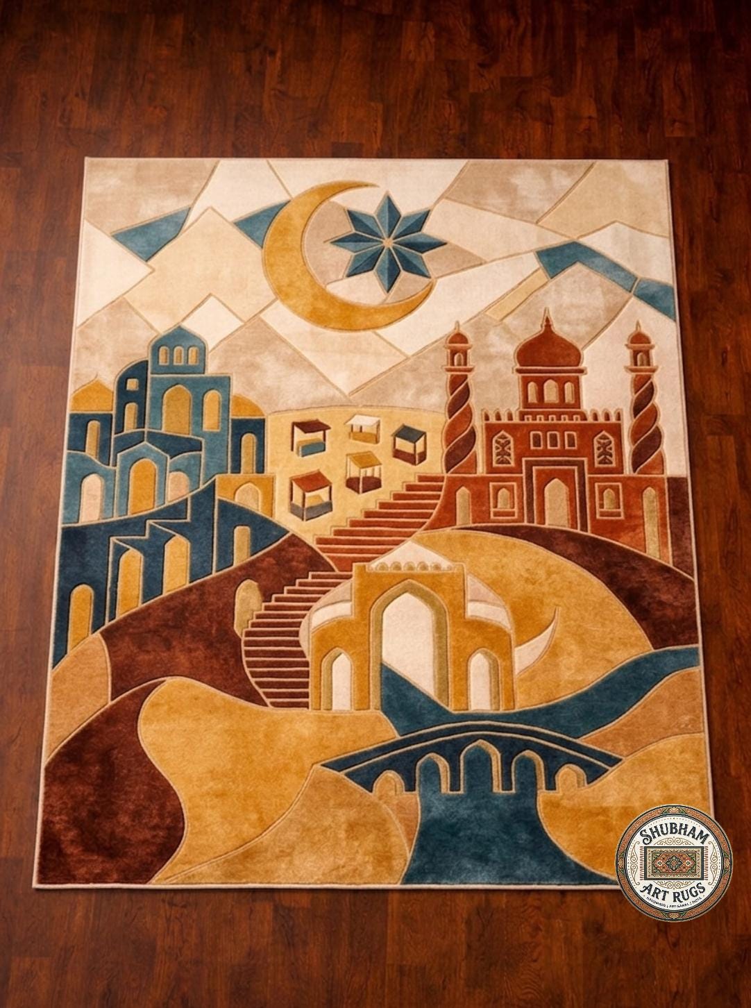 Hand Tufted Wool Rug, Boho Abstract Architectural Carpet, Living Room Home Decor